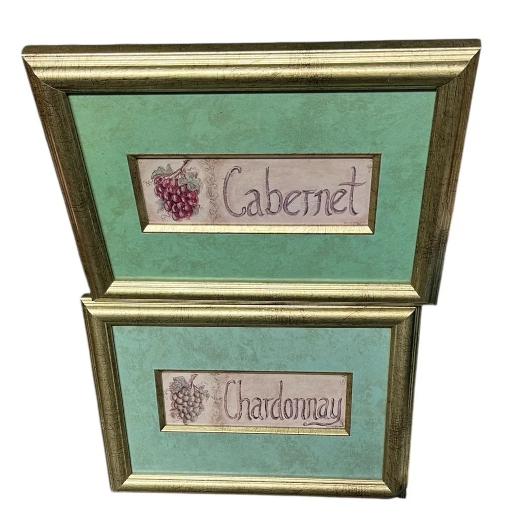 Framed Wine Art Set - Cabernet and Chardonnay